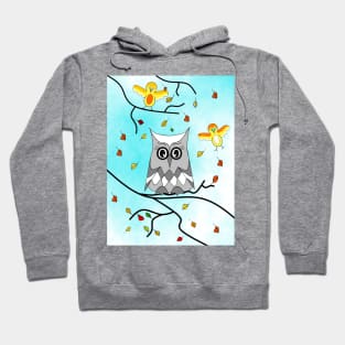 AUTUMN Mood Cute Owl And Birds Hoodie